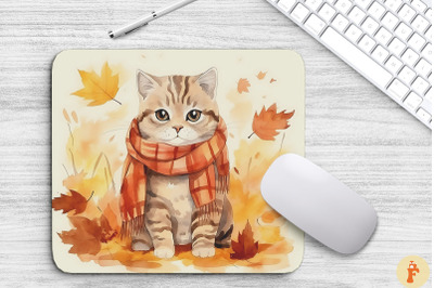 Cute American Shorthair Cat In Fall