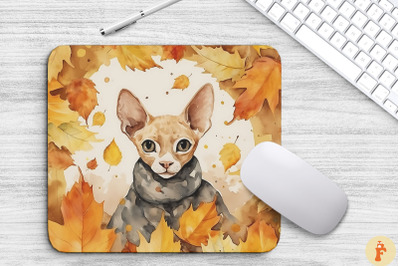 Cute Cornish Rex Cat In Fall Mouse Pad