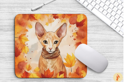 Cute Cornish Rex Cat In Fall Mouse Pad