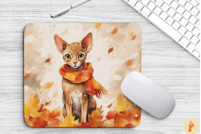 Cute Cornish Rex Cat In Fall Mouse Pad