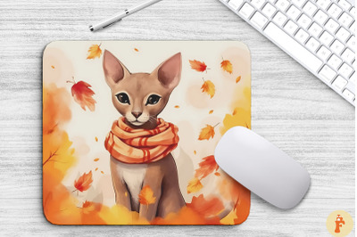 Cute Oriental Shorthair Cat In Fall