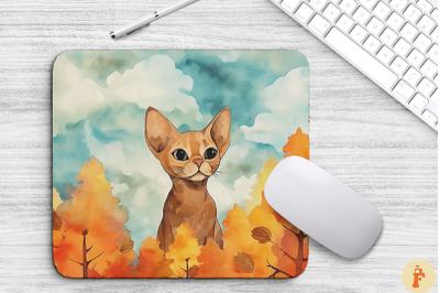 Cute Devon Rex Cat In Fall Mouse Pad