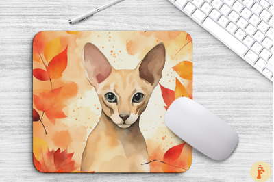 Cute Oriental Shorthair Cat In Fall