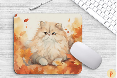 Cute Persian Cat In Fall Mouse Pad