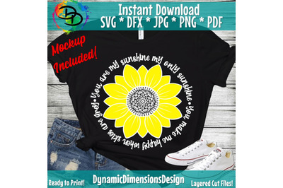 You are my Sunshine, Sunflower SVG, Flower Svg, Digital Download, Clip