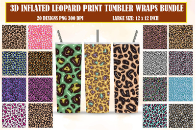 3D Inflated Leopard Print Tumbler Wrap