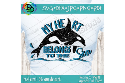 My Heart Belongs to the Sea svg, summer svg, baby kids svg, mermaid sv