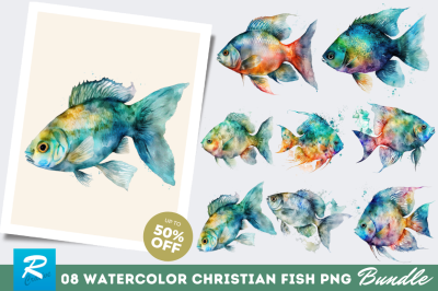 Watercolor Christian Fish Clipart Bundle