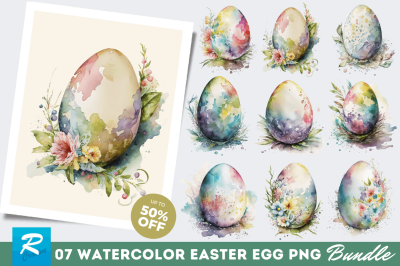 Watercolor Easter Egg Clipart Bundle