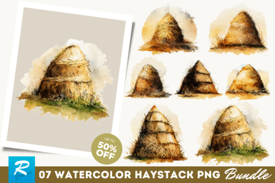 Watercolor Haystack Clipart Bundle