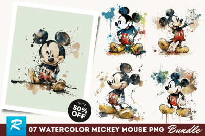 Watercolor Mickey Mouse Clipart Bundle