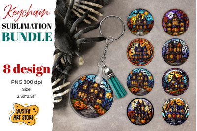 Halloween Stained glass Keychain sublimation bundle.