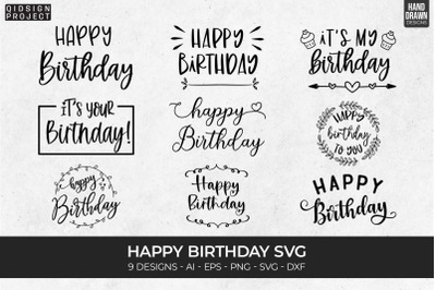 9 Happy Birthday Svg Bundle, Birthday SVG, Party Svg