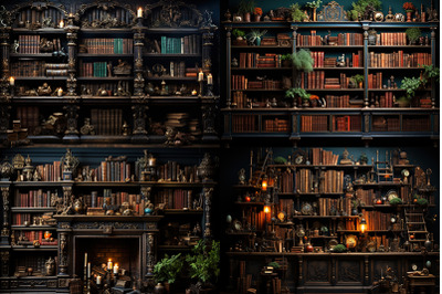 the bookshelf of the library