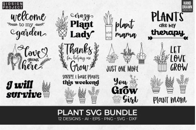 12 Plant Svg Bundle, Flowers Quotes Svg