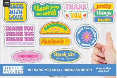 10 Retro Packaging Stickers&2C; Business Thank You Stickers