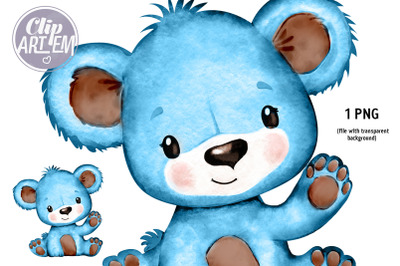 Cute Blue Bear with Brown Ears Unisex PNG Image for Any Project