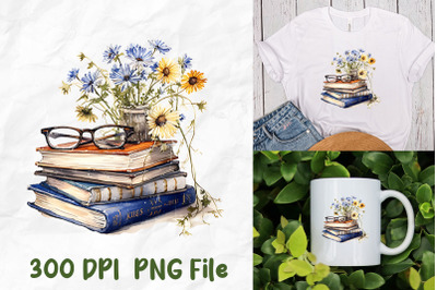 Retro Books Wild Flowers Reading Glasses