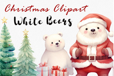 Christmas Bear Watercolor Clipart