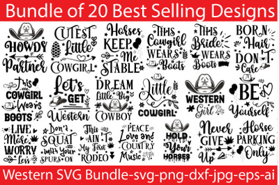 Western SVG Bundle,20 Designs,Cowgirl Svg Png Bundle Howdy Yall Chase