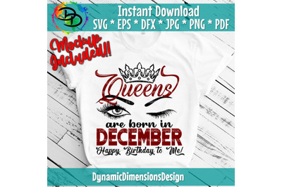 Queens are born in December&2C; birthday png&2C; birthday shirt&2C; Birthday sv