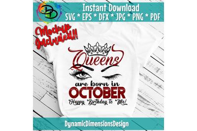 Queens are born in October, Birthday, Birthday Queen,Digital Download,