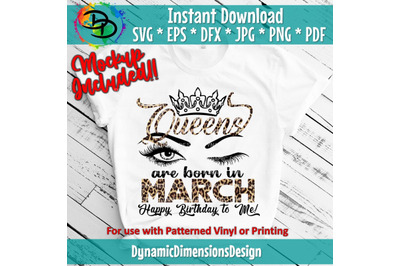 Queens are born in March, Birthday, Birthday Queen,Digital Download,Ki