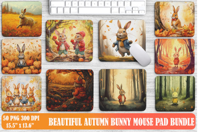 Beautiful Autumn Bunny Mouse Pad Design