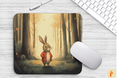 Cute Bunny In Autumn Forest Mouse Pad