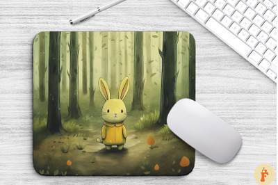 Cute Bunny In Autumn Forest Mouse Pad