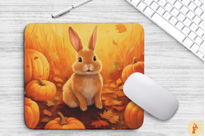 Cute Rabbit In Pumpkins Field Mouse Pad