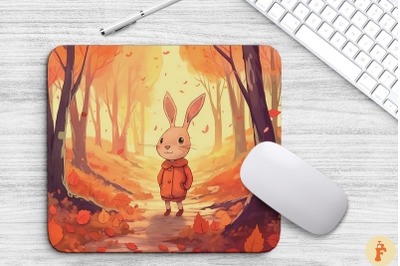 Super Cute Rabbit In Autumn Mouse Pad