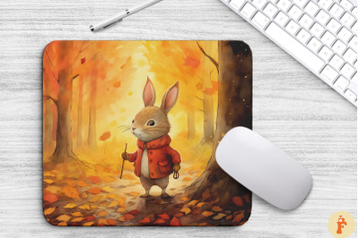 Super Cute Rabbit In Autumn Mouse Pad