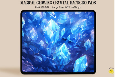 Magical Glowing Blue Crystal Backgrounds