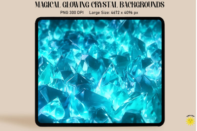 Magical Glowing Cyan Crystal Backgrounds