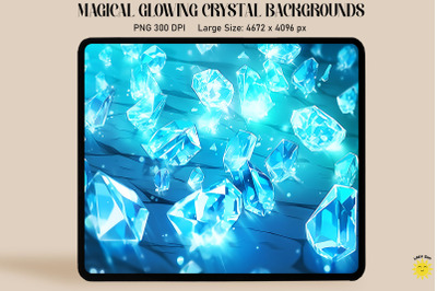 Magical Glowing Cyan Crystal Backgrounds