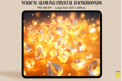 Magical Glowing Gold Crystal Backgrounds