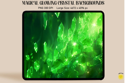 Magical Glowing Green Crystal Background