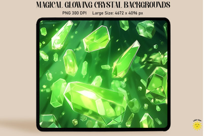 Magical Glowing Green Crystal Background