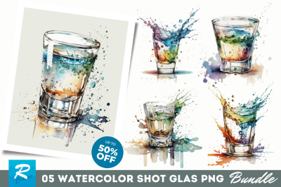 Watercolor Shot Glass Clipart Bundle