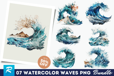 Watercolor Waves Clipart Bundle