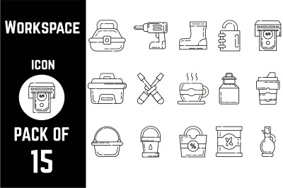 Workspace or workshop items items icon pack bundle vector template