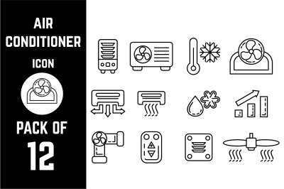 Air Conditioner icon pack bundle vector logo lineart template