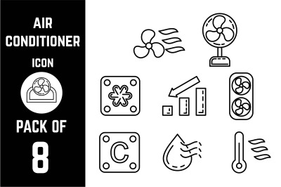 Air Conditioner icon pack bundle vector logo lineart template