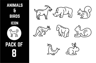 Animals icon pack bundle lineart vector template