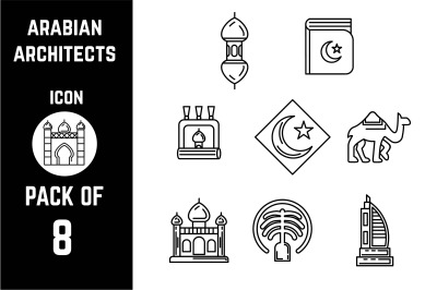 Arabian Architects icon pack bundle lineart vector template