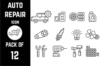 Auto Repair icon pack bundle lineart vector template