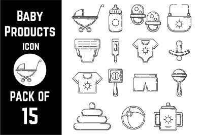 Baby Products icon pack bundle lineart vector template