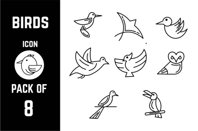 Birds icon pack bundle lineart vector template