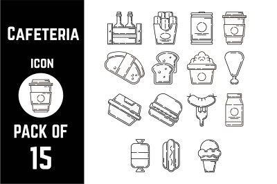 Cafeteria icon pack bundle lineart vector template